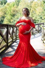 Shoulderless Mermaid  Pregnancy Dress for Baby Shower