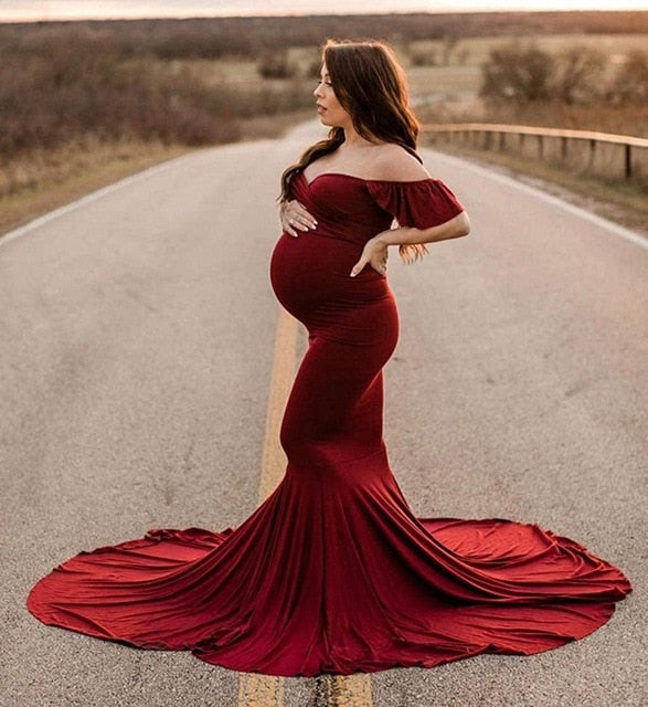 Shoulderless Mermaid  Pregnancy Dress for Baby Shower
