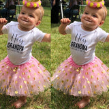 Hey Grandma/grandpa I Can't Wait To Meet You  Letter Print Girls Pink