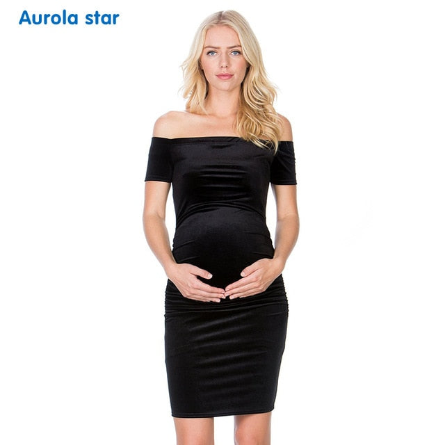 Casual Solid Work, Party Fit Shoulder Maternity Dress