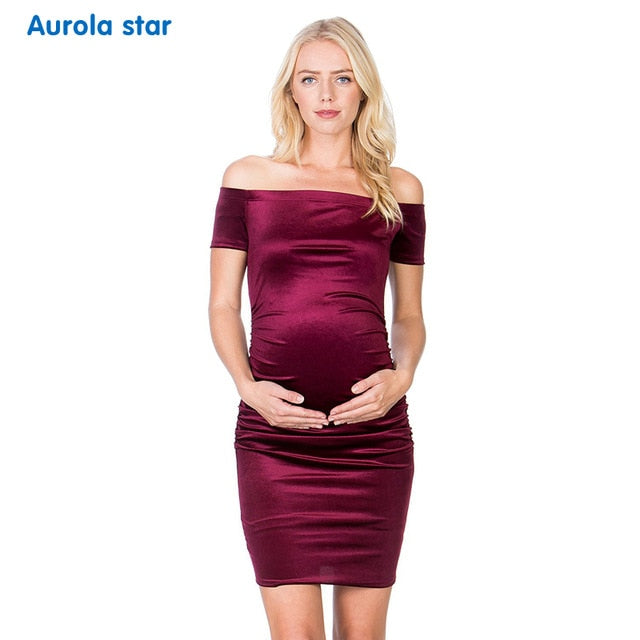 Casual Solid Work, Party Fit Shoulder Maternity Dress