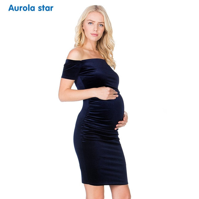 Casual Solid Work, Party Fit Shoulder Maternity Dress