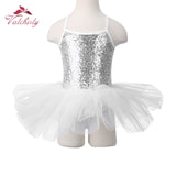 Sequined Flower Ballet Leotard Tutu Dress