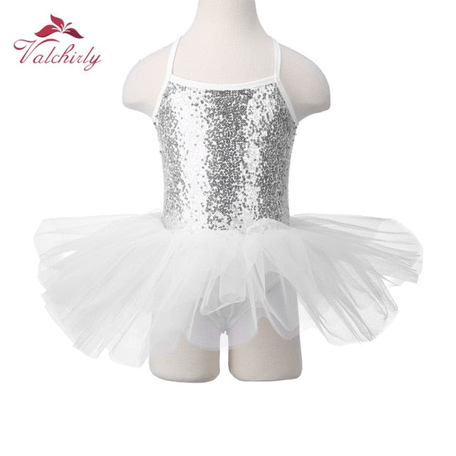 Sequined Flower Ballet Leotard Tutu Dress