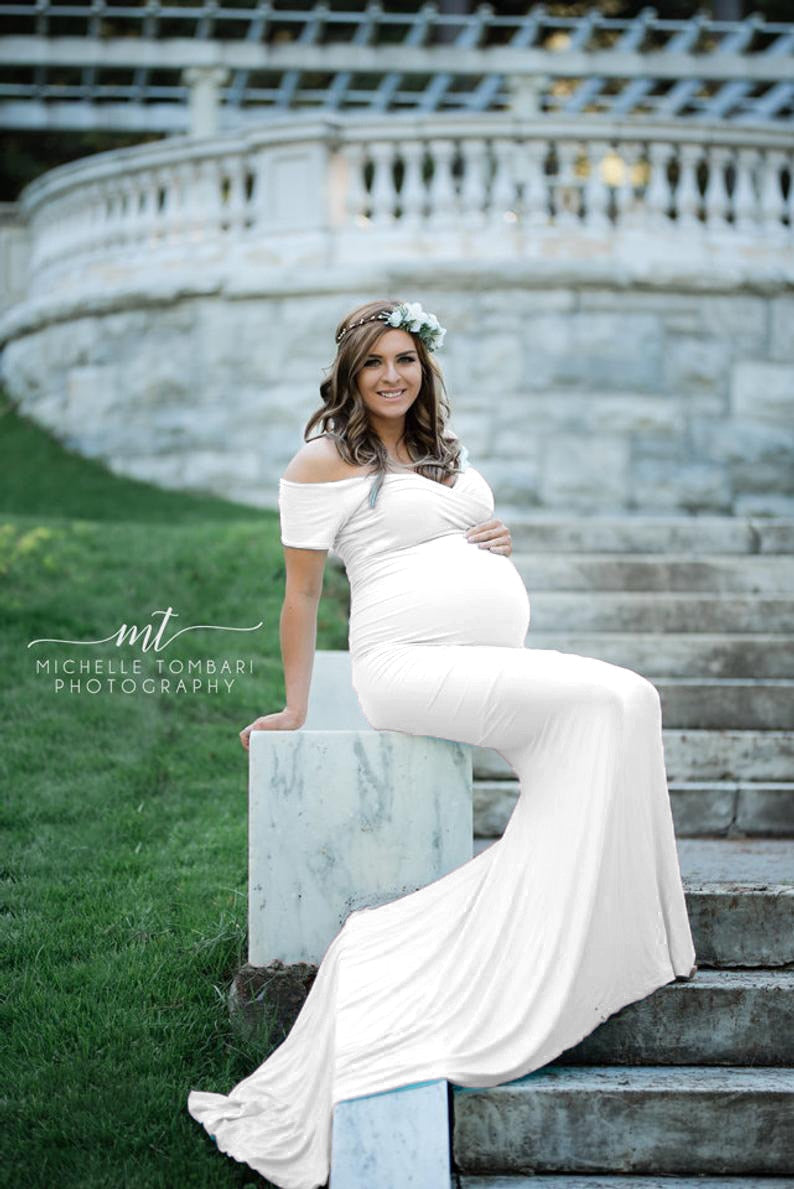 Elegence Shoulderless Maternity Shoot Dress