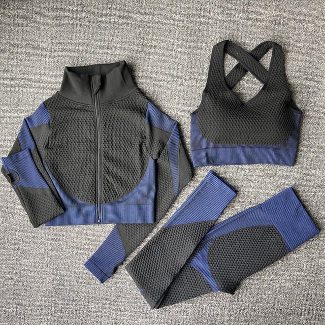 Seamless  Women Yoga Sets For  Gym, Running,  Fitness  Long Sleeve
