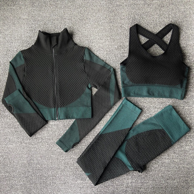Seamless  Women Yoga Sets For  Gym, Running,  Fitness  Long Sleeve
