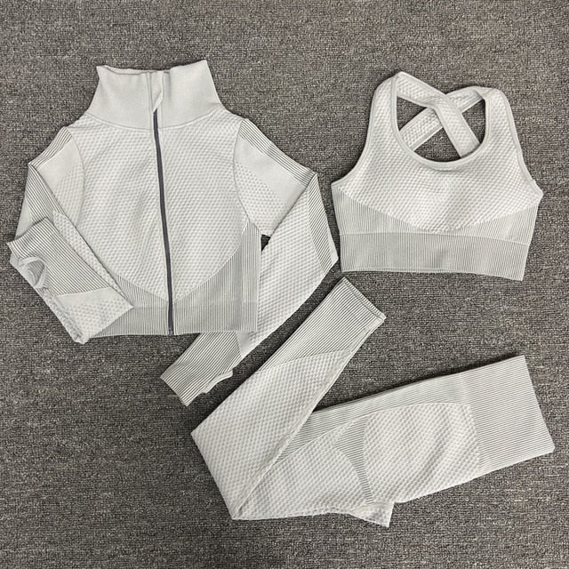 Seamless  Women Yoga Sets For  Gym, Running,  Fitness  Long Sleeve