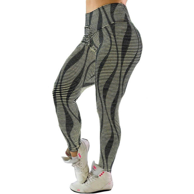 Water Droplets Printed Elastic Slim Workout Pant