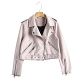 Fitaylor New Autumn Faux Suede Womens Motorcycle Jacket