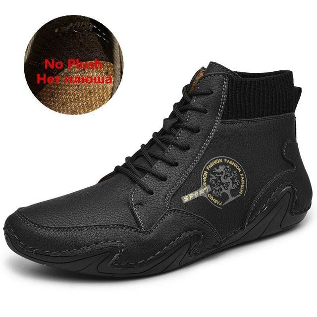 Leather Men Boots Winter with Fur Super Warm Snow Boots