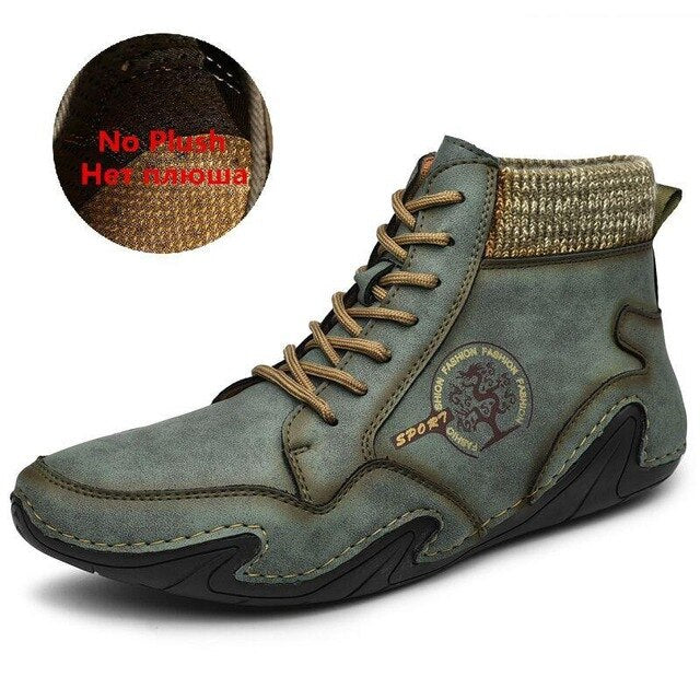 Leather Men Boots Winter with Fur Super Warm Snow Boots