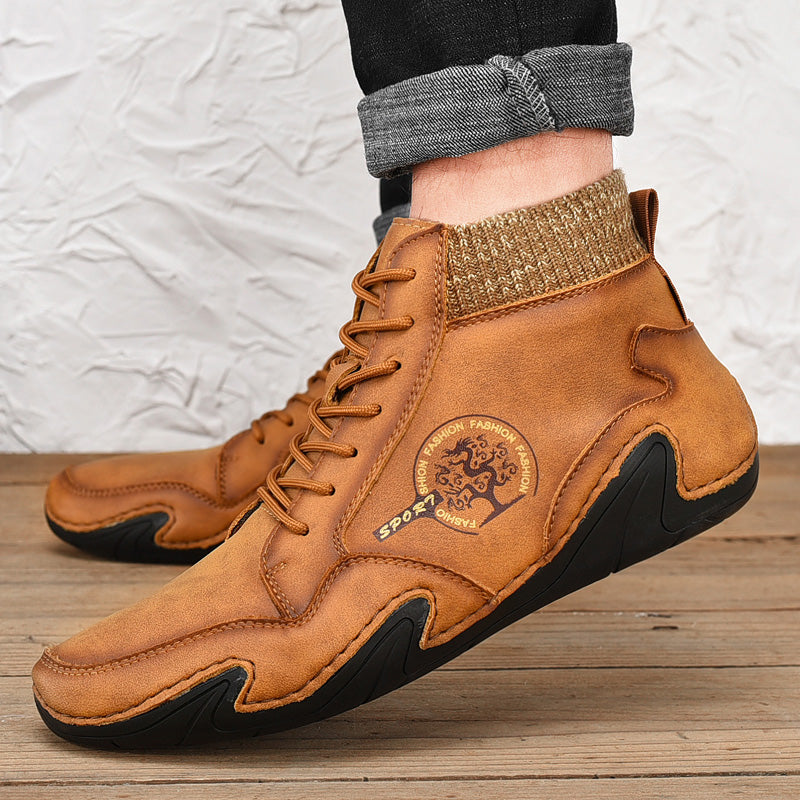 Leather Men Boots Winter with Fur Super Warm Snow Boots