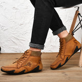 Leather Men Boots Winter with Fur Super Warm Snow Boots
