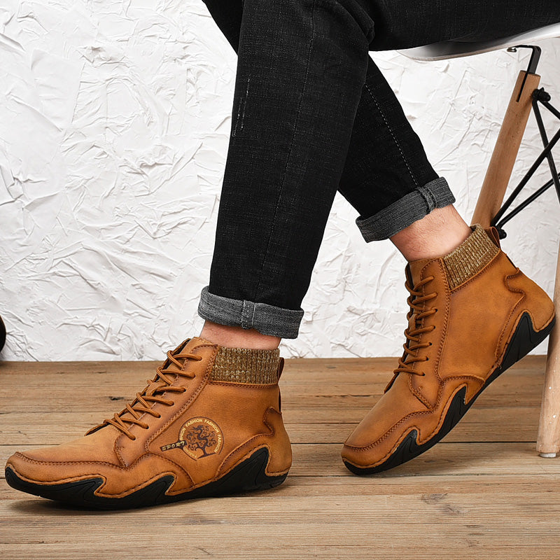 Leather Men Boots Winter with Fur Super Warm Snow Boots