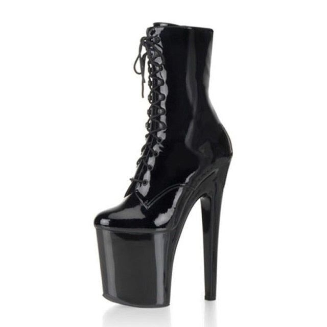 Fashion Platform Black Pole Dancing Boots
