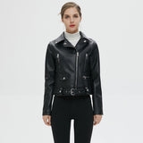 FTLZZ New  Autumn Winter Black Faux Leather Jackets