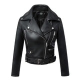 FTLZZ New  Autumn Winter Black Faux Leather Jackets
