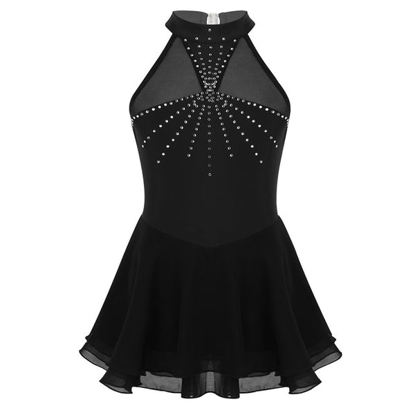 Kids Girls Sleeveless Figure Skating Dress