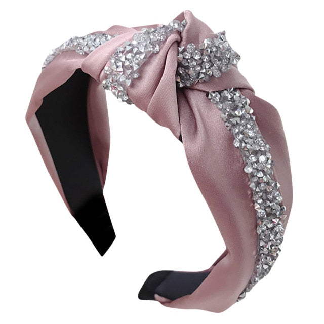 Brand New Fashion Women Headwear Simple Hair Accessories Woven Wide-side Anti-slip Sweet Girls Headband Hair Bow Knot Hairband