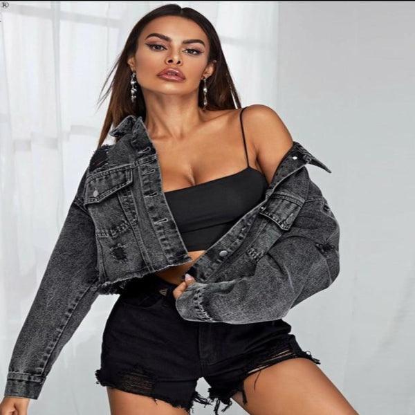Ripped Denim Jackets Vintage Casual Short Jean
