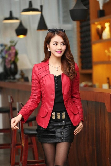 Women Slim Turn-down Collar x Fur Coat