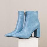 Ankle Boots Sexy Thick Heels Pointed Toe