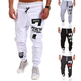 Jogging Pants Men Printed Letter Drawstring