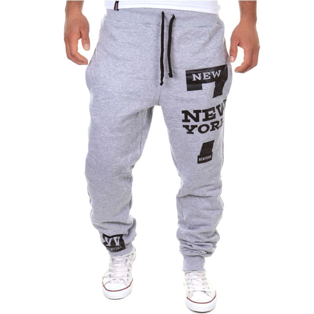 Jogging Pants Men Printed Letter Drawstring