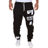 Jogging Pants Men Printed Letter Drawstring