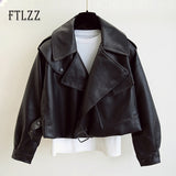 Loose Batwing Sleeve Short Leahter Coats