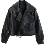 Loose Batwing Sleeve Short Leahter Coats