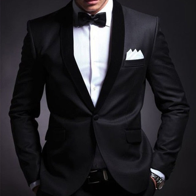 Black Wedding 2 Piece Slim Fit Men Suits