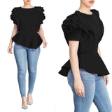 Women Blouse Tops Shirt Layers Petal Sleeves