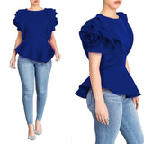 Women Blouse Tops Shirt Layers Petal Sleeves
