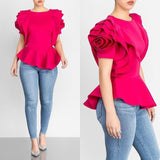 Women Blouse Tops Shirt Layers Petal Sleeves