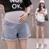 \Women Denim Shorts Curling Holes Pregnant Pants
