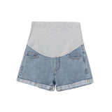 \Women Denim Shorts Curling Holes Pregnant Pants