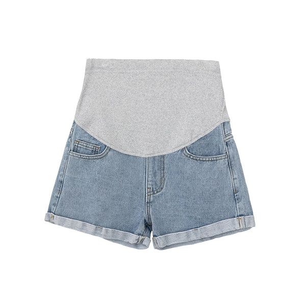 \Women Denim Shorts Curling Holes Pregnant Pants