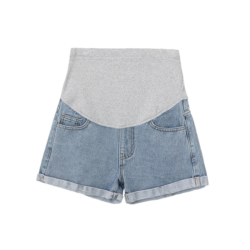 \Women Denim Shorts Curling Holes Pregnant Pants
