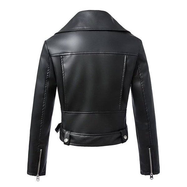 FTLZZ New  Autumn Winter Black Faux Leather Jackets