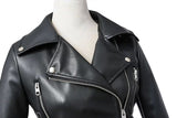 FTLZZ New  Autumn Winter Black Faux Leather Jackets