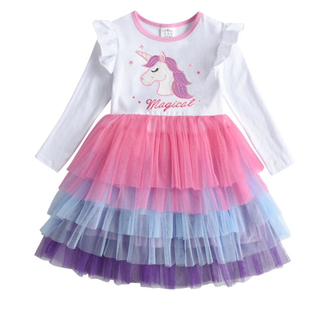 Autumn Kids for Girls Long Sleeve Unicorn Dresses