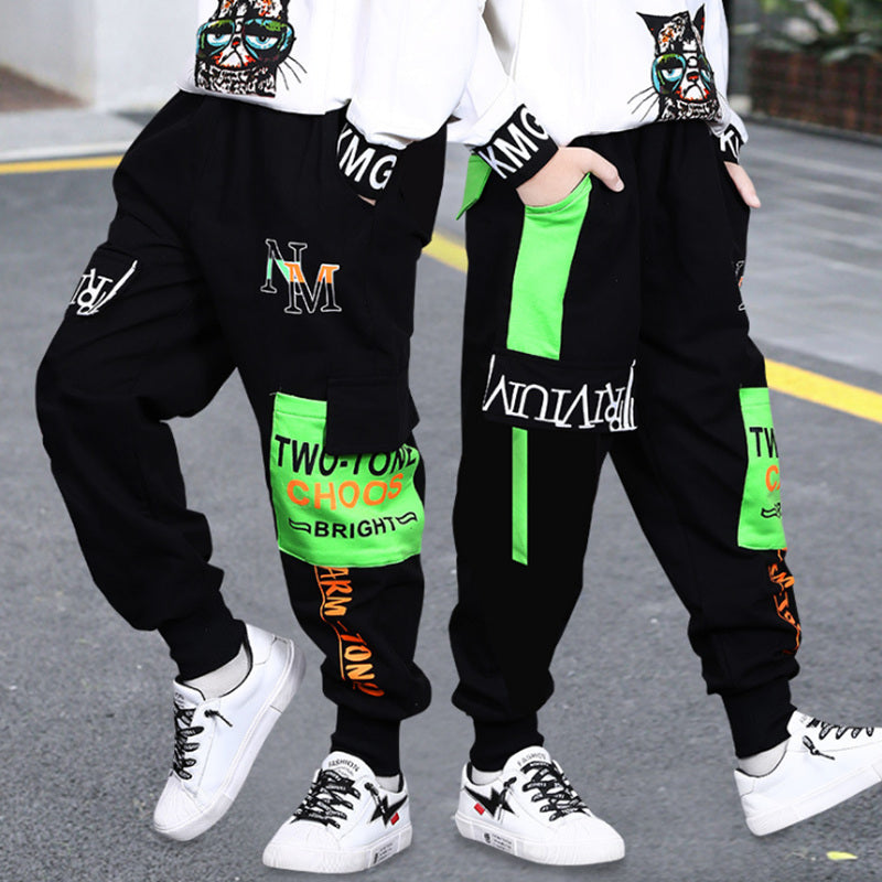 Boys Pants Solid Cargo Pants Teenage Boy