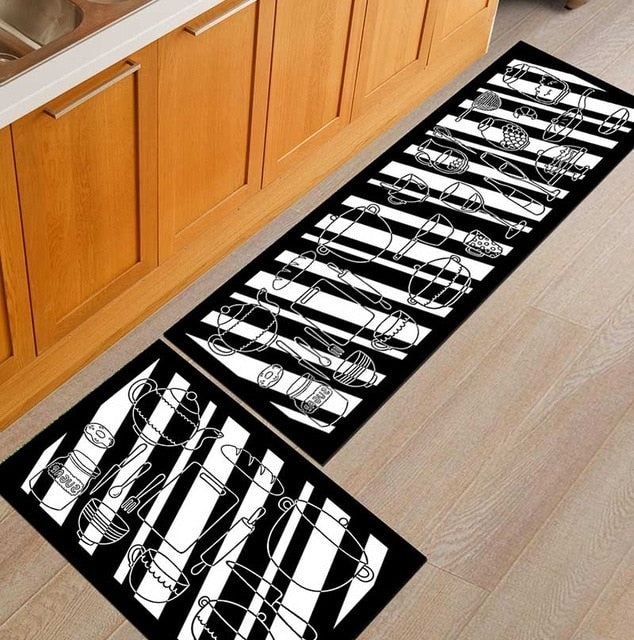 Hallway Geometric Bath & Kitchen Mat