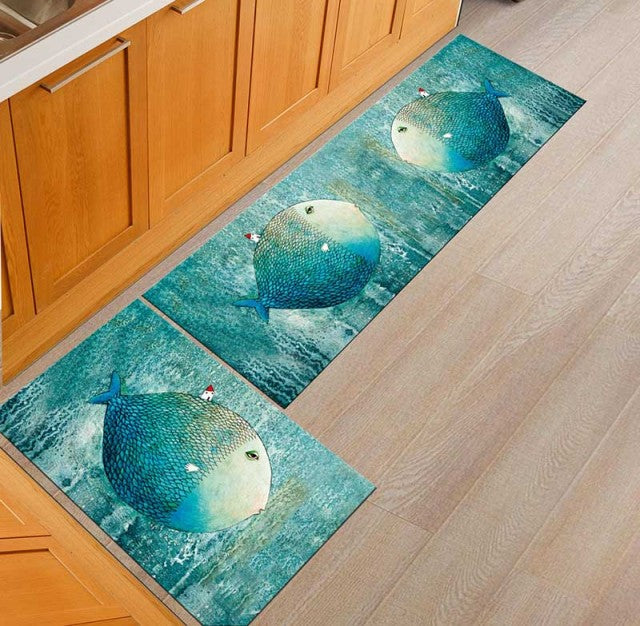 Hallway Geometric Bath & Kitchen Mat