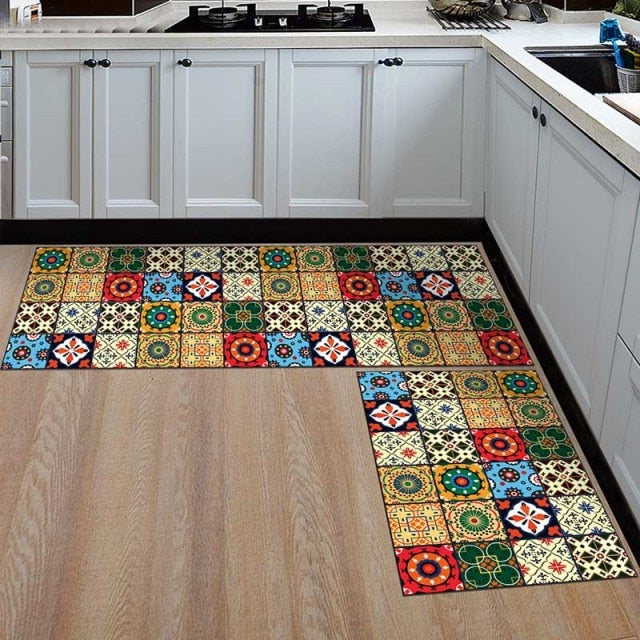 Hallway Geometric Bath & Kitchen Mat