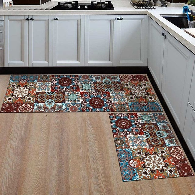 Hallway Geometric Bath & Kitchen Mat