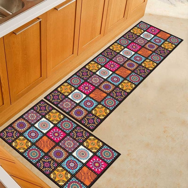Hallway Geometric Bath & Kitchen Mat
