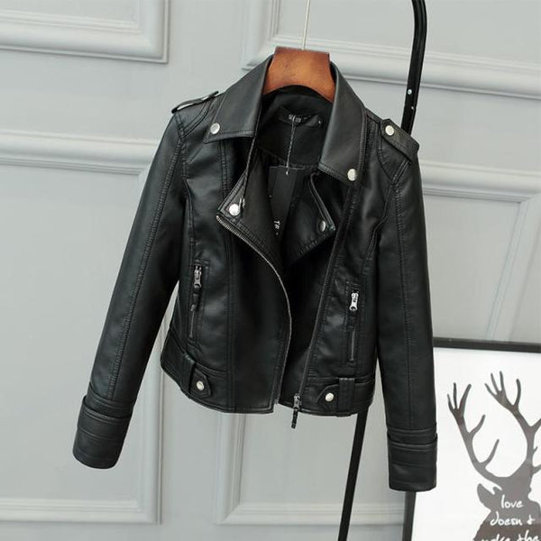 Fitaylor New Spring Autumn  Short Faux PU Leather  Casual Coat